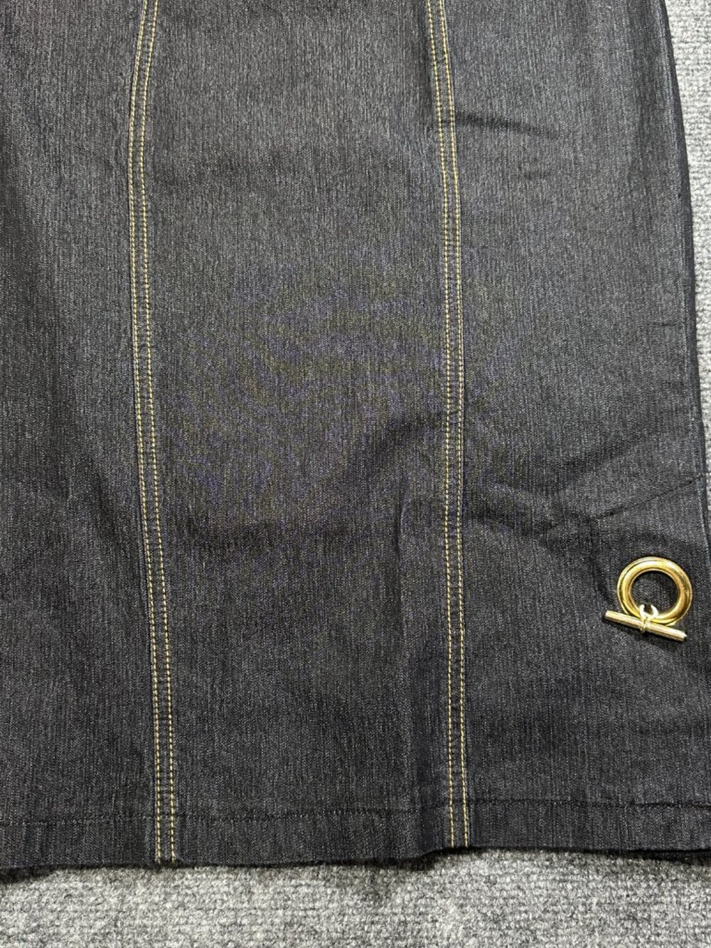 Bisou Bisou Denim Jean Skirt Womens 2 Pencil Black Cotton Stretch Vent Back Zip - Picture 2 of 8